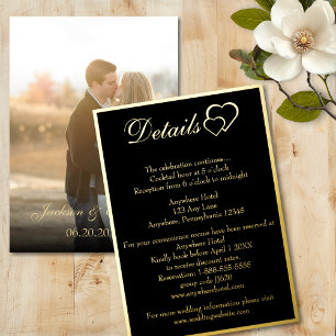 Modern Photo on Back Wedding Details Enclosure Foil Invitation
