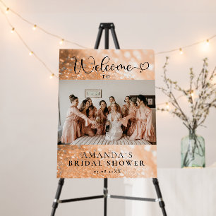 Modern, Photo, Orange, Glitter Bridal Shower     Foam Board