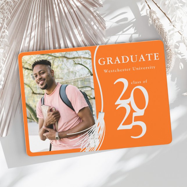 Modern Photo Orange Graduation Party Invitation (Creator Uploaded)