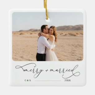Modern Photo Ornaments Merry & Married Photo