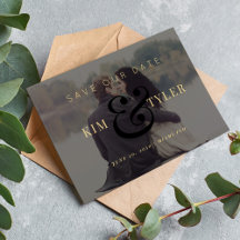 Modern photo overlay black gold wedding