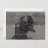 Modern photo overlay black wedding save the date (Front)