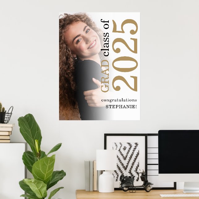 Modern Photo Overlay Congrats Grad 2025 Graduation Poster (Home Office)