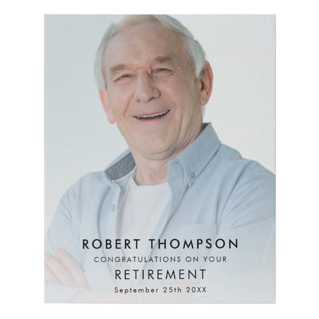 Modern Photo Overlay Congrats Retirement Gift Faux Canvas Print (Front)