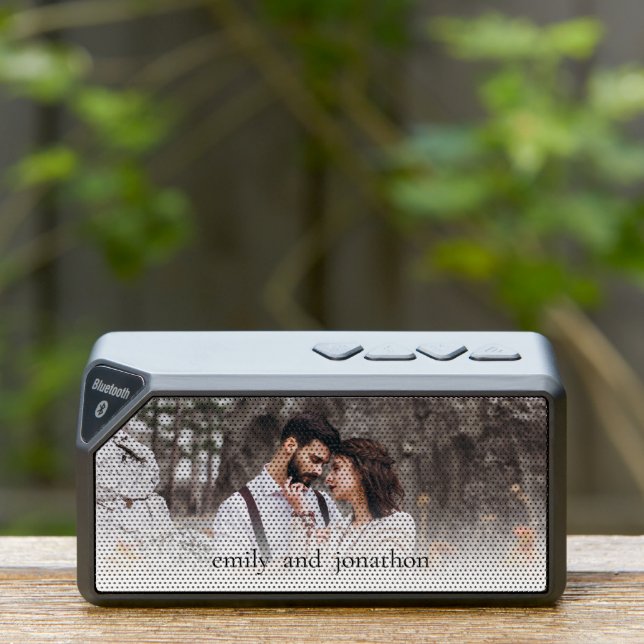 Modern Photo Overlay Couples Names Bluetooth Speaker (Insitu(Outdoor))