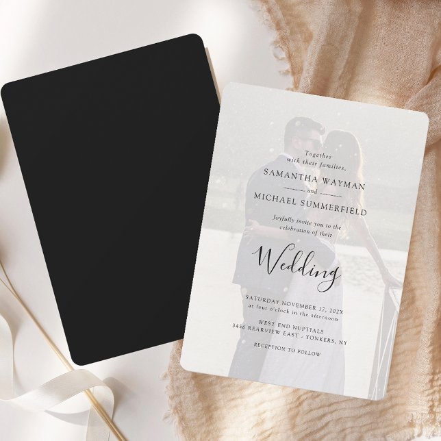 Modern Photo Overlay Elegant Wedding Invitation (Modern Photo Overlay Script Wedding Invitation)