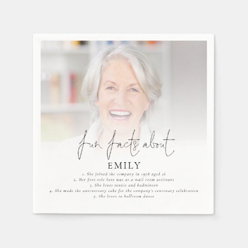 Modern  Photo Overlay Fun Facts Retirement Party  Napkins
