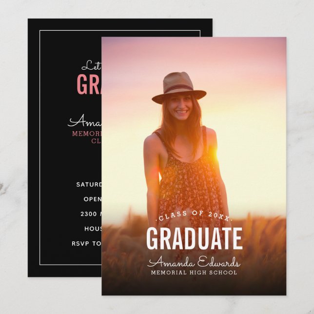 Modern Photo Overlay Graduation Party Invitation (Front/Back)