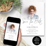 Modern Photo Overlay Graduation Party Save The Date<br><div class="desc">Modern Photo Overlay Graduation Party Save The Date is in a stylish set script. Replace the sample photo with your own favorite and personalise the rest of the text. Available digitally and printed.</div>