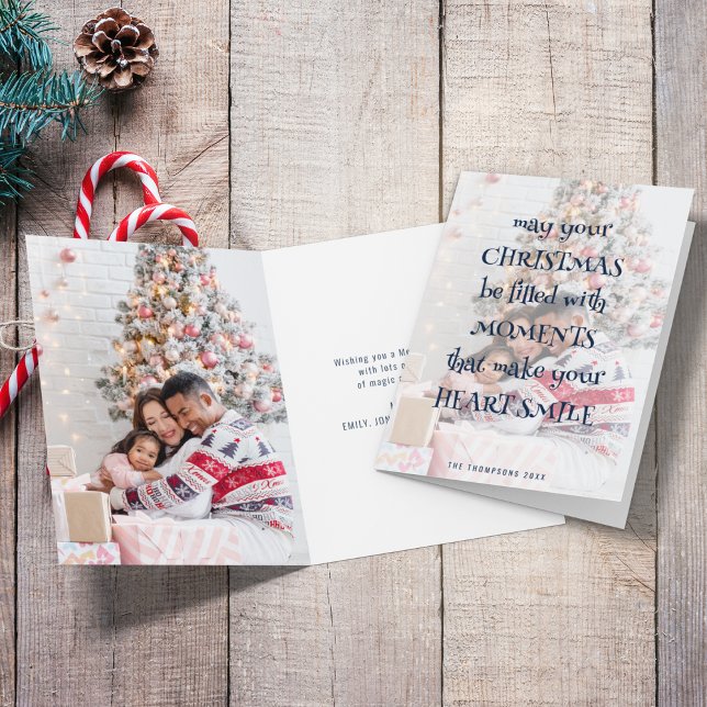 Modern Photo Overlay Heartwarming Christmas Quote Card (View of inside and outside front)
