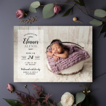 Modern Photo Overlay Magnetic Birth Announcement