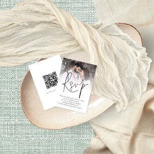 Modern Photo Overlay QR Code Wedding RSVP Card
