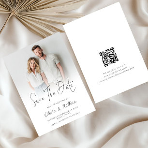 Modern Photo Overlay QR Code Wedding Save The Date