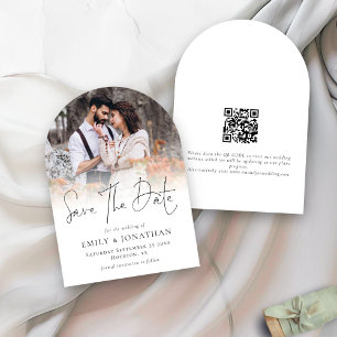Modern Photo Overlay QR Script Wedding Arch Save The Date
