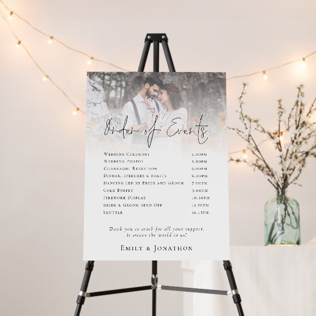 Modern Photo Overlay Reception Order of Events Foam Board (In Situ (Stand))