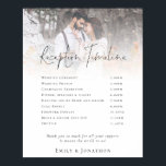 Modern Photo Overlay Reception Timeline Poster<br><div class="desc">Modern Photo Overlay Reception Timeline. Simply replace the sample photo with your own which is behind a graduated tinted layer where the text is overlaid onto it.  The main header is in a stylish set script and the rest of the text you can easily personalise.</div>
