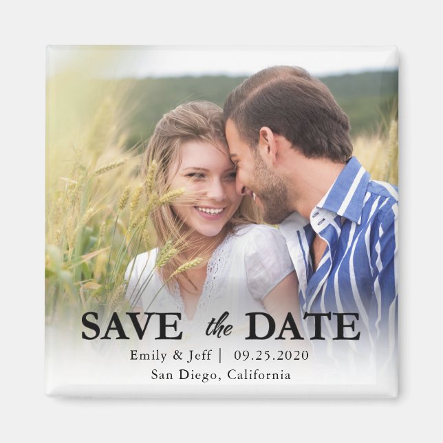 Modern Photo Overlay Save the Date Magnet (Front)
