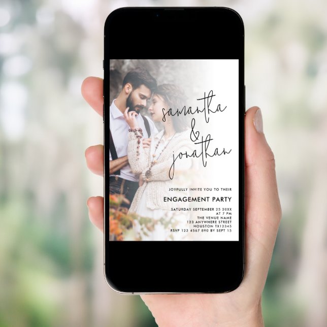 Modern Photo Overlay Script Engagement Invitation (Front Digital)