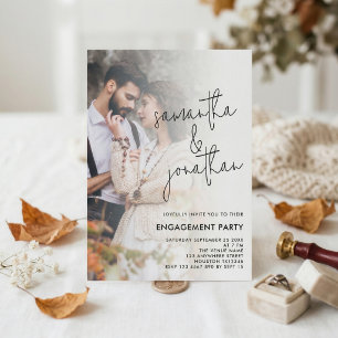 Modern Photo Overlay Script Engagement Invitation