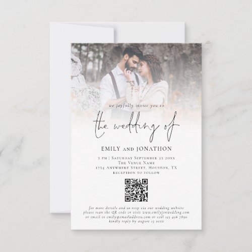Modern Photo Overlay Script QR Code Wedding Invitation