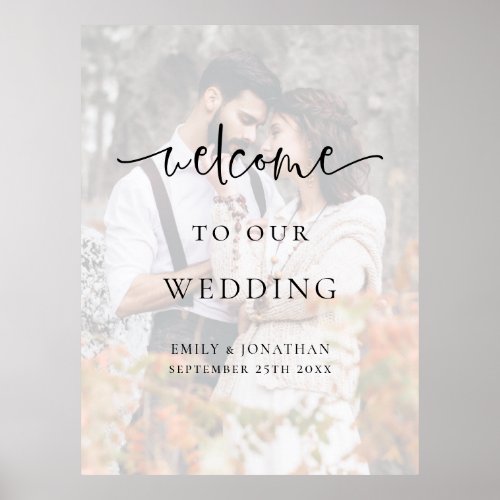 Modern Photo Overlay Script Welcome To Wedding  Poster