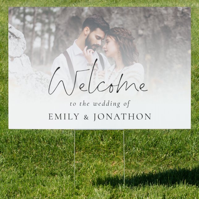 Modern Photo Overlay Script Welcome to Wedding  Sign (Insitu)