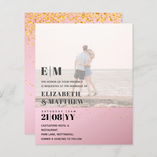 Modern Photo Overlay Text BUDGET Wedding Invite