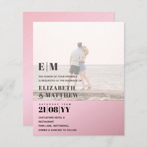 Modern Photo Overlay Text BUDGET Wedding Invite