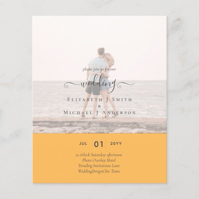 Modern PHOTO OVERLAY TEXT Wedding Budget Flyer (Front)