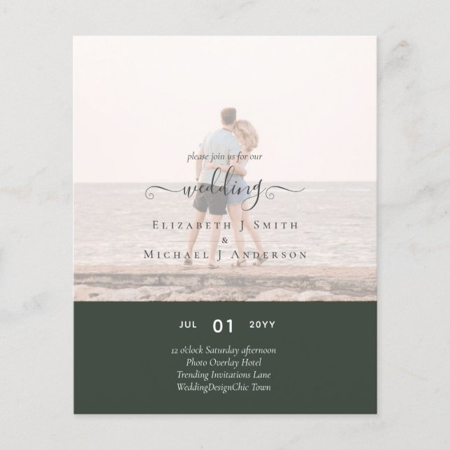 Modern PHOTO OVERLAY TEXT Wedding Budget Flyer (Front)