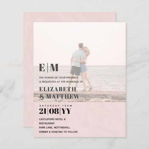 Modern Photo Overlay Text Wedding Invite Elegant