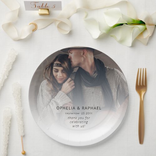 Modern Photo Overlay Thank You Boho Wedding  Paper Plates