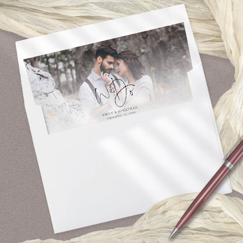 Modern Photo Overlay We Do Script Names Wedding Envelope Liner