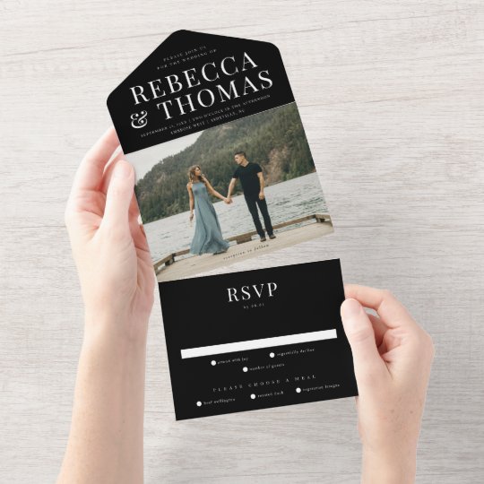 Modern photo overlay wedding all in one invitation | Zazzle.com