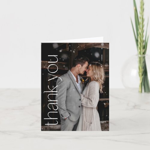 Modern Photo Overlay Wedding Custom Message Thank You Card