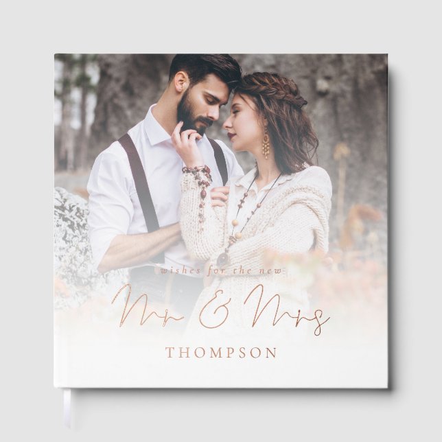 Modern Photo Overlay Wedding Guest Book (Front)