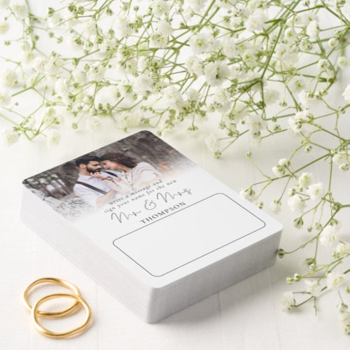 Modern Photo Overlay Wedding Guest Book Euchre Cards