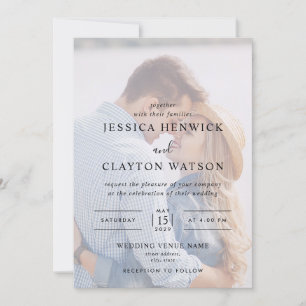 Modern photo overlay wedding invitation