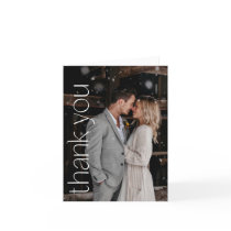 Modern Photo Overlay Wedding Message Folded Thank You Card
