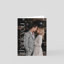 Modern Photo Overlay Wedding Message Folded Thank You Card