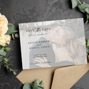Modern photo overlay wedding save the date