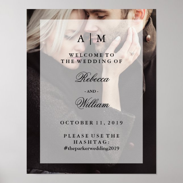 Modern Photo Overlay | Wedding Welcome and Hashtag Poster (Front)