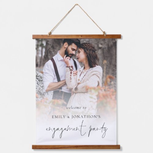 Modern Photo Overlay Welcome Engagement Party Hanging Tapestry