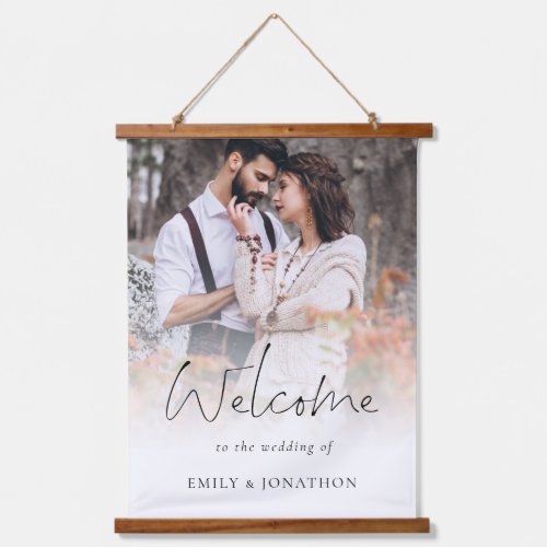 Modern Photo Overlay Welcome to Wedding Hanging Tapestry