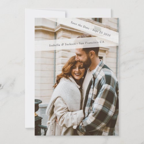 Modern Photo Paper Tape Save the Date Wedding