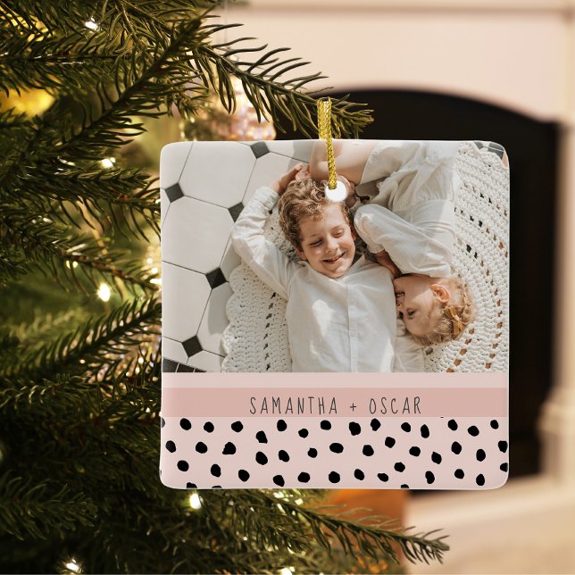 Modern Photo Pastel Personalized Name Gift Ceramic Ornament (Creator Uploaded)