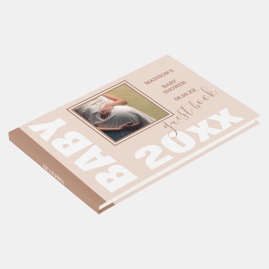 Modern Photo Pastel Pink Baby Shower Or Event Guest Book Zazzle Com