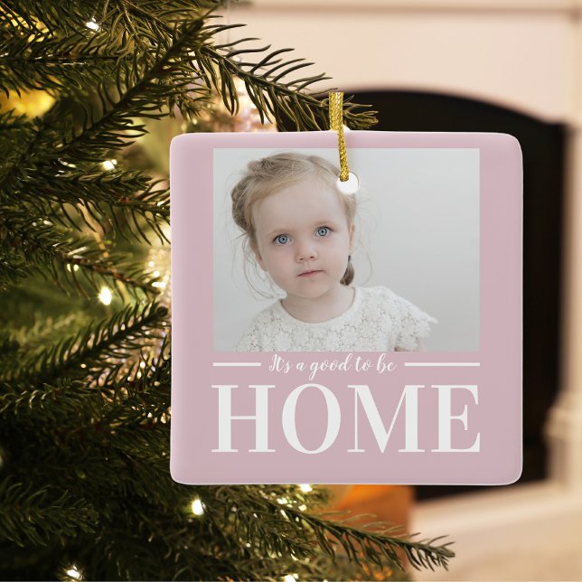Modern Photo Pastel Pink Family Home Gift Ceramic Ornament (Creator Uploaded)