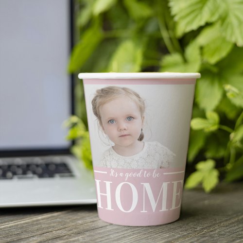 Modern Photo Pastel Pink Family Home Gift Paper Cups