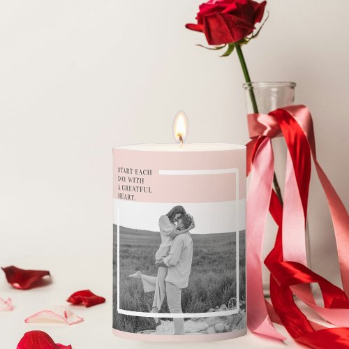 Modern Photo Pastel Pink Family Lovely Gift Pillar Candle